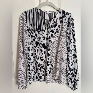 590 Animal Print Faux Wrap Blouse